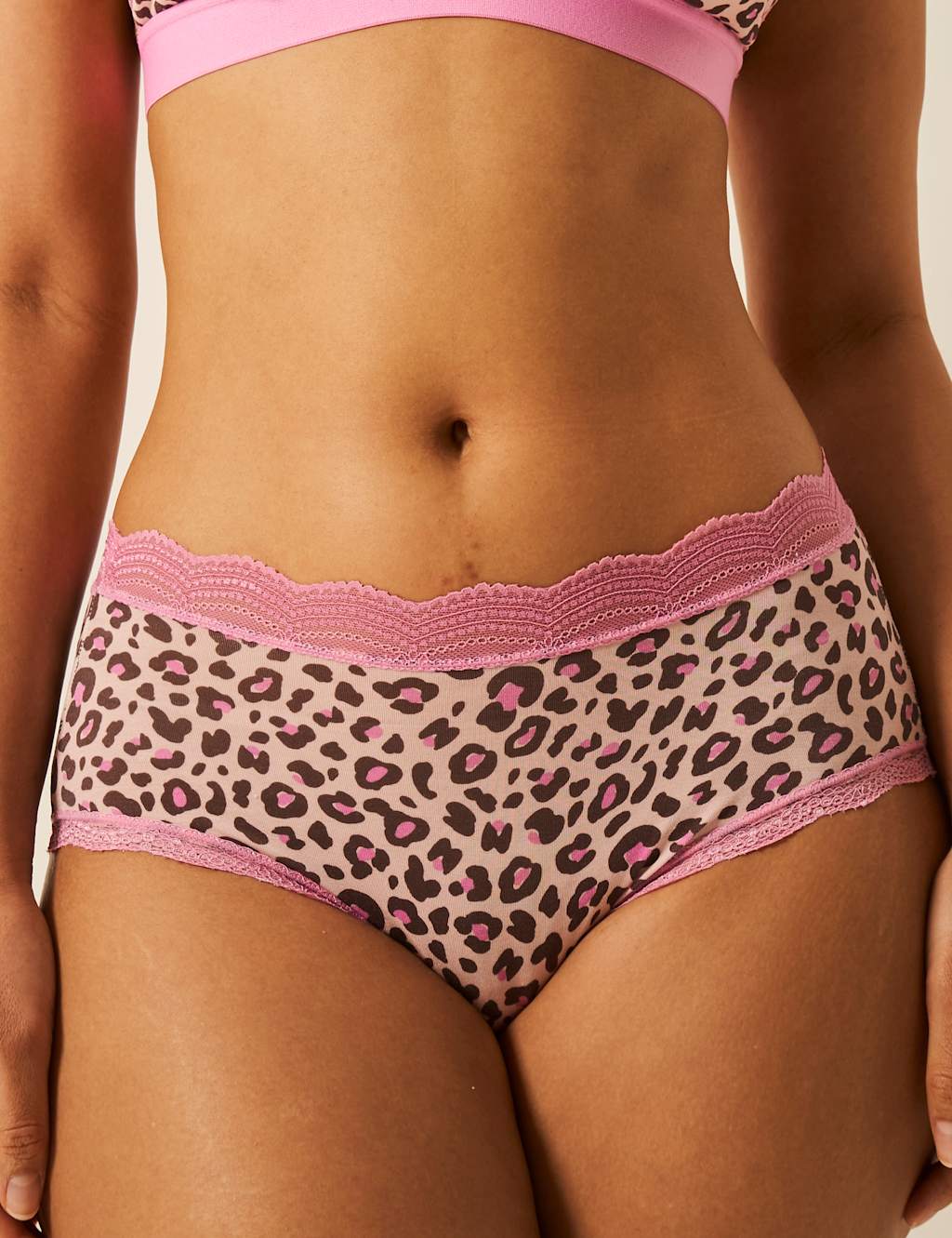 Modal Rich Animal Print Lace Trim Full Briefs