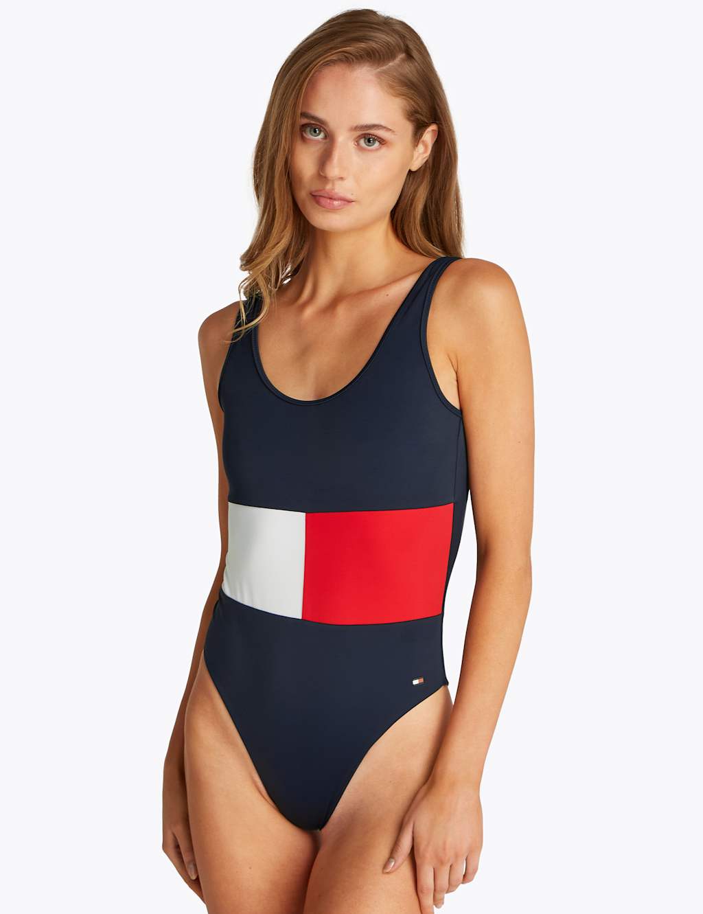 Core Flag Colour Block Scoop Neck Swimsuit