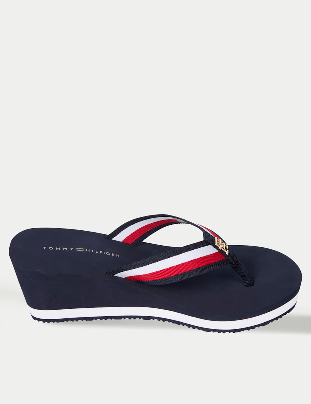 Corporate Striped Wedge Toe Thong Sandals