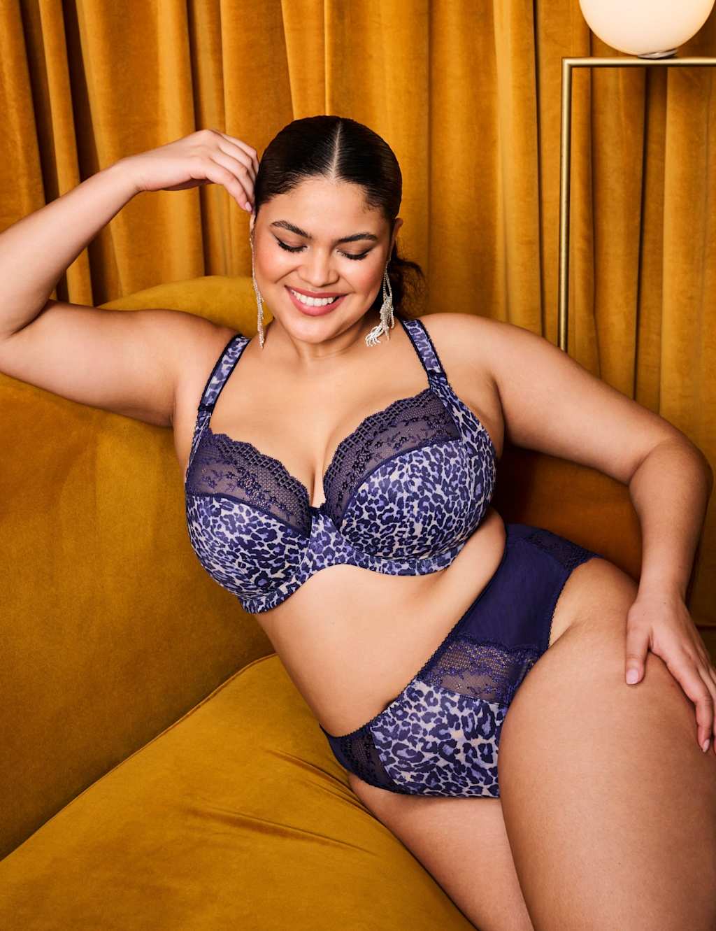 Elomi Lucie Floral Wired Plunge Bra DD-JJ Blue Mix