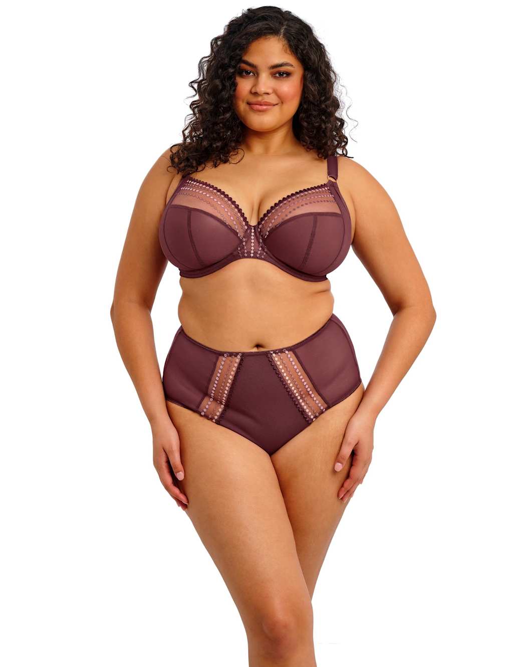 Elomi Matilda Embroidered High Waisted Briefs Burgundy