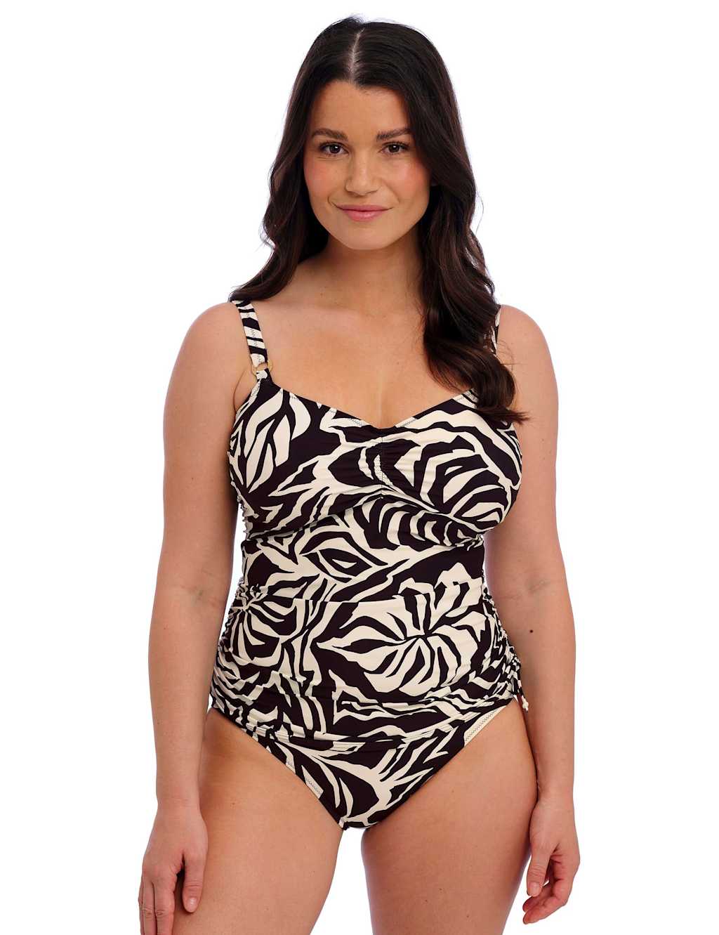 Aruba Nights Printed Ruched Tankini Top D-H