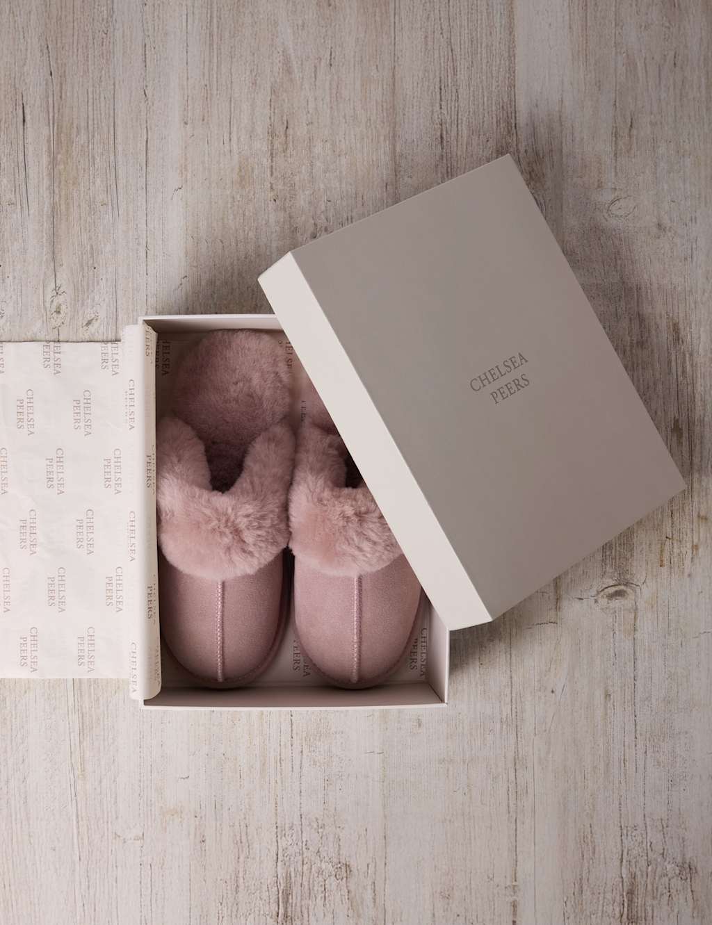 Chelsea Peers Suede Sheepskin Dome Mule Slippers Pink