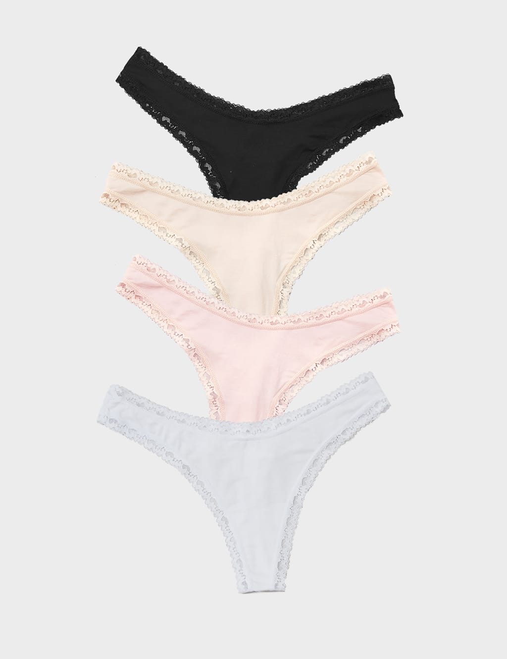 4pk Lace Cuffed Thongs