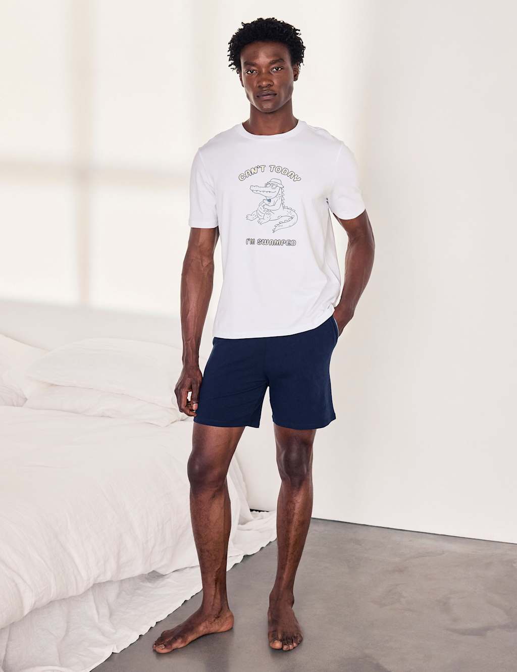 Chelsea Peers Men's Cotton Rich Crocodile Graphic Pyjama Set - L - White Mix - Available at M&S