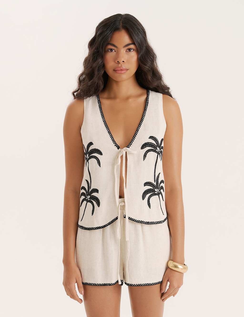 4Th & Reckless Women's Kenna Co-ord Palm Print Top - 12 - Ecru - Available at M&S