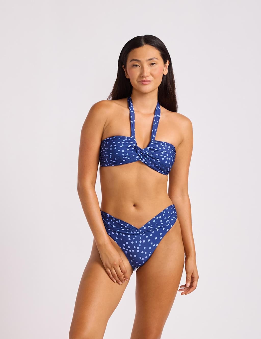 Seafolly Women's Dolce Dot Bandeau Bikini Top - 10 - Navy Mix - Available at M&S
