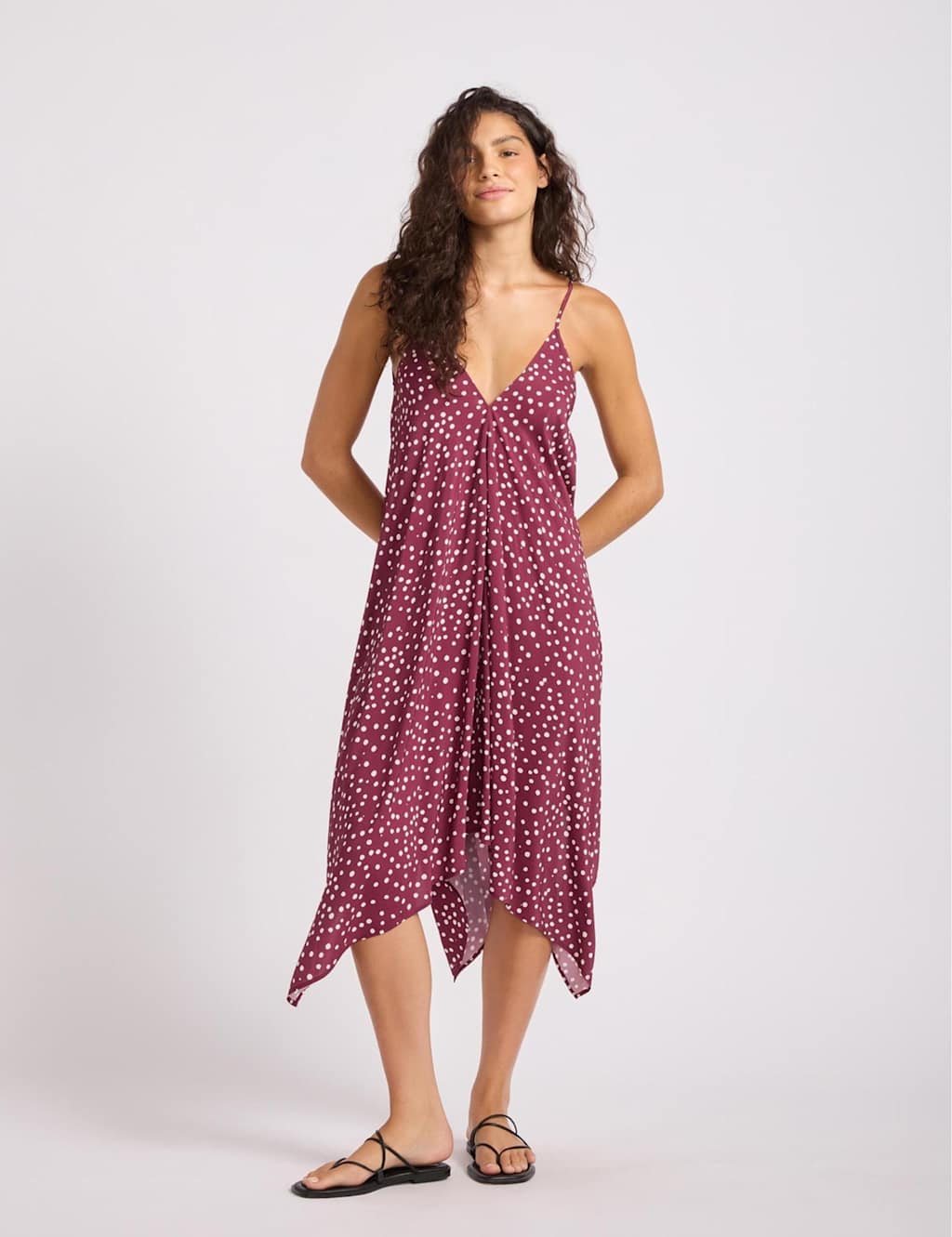 Seafolly Women's Spot Print V-Neck Midi Beach Dress - Large - Burgundy Mix - Available at M&S
