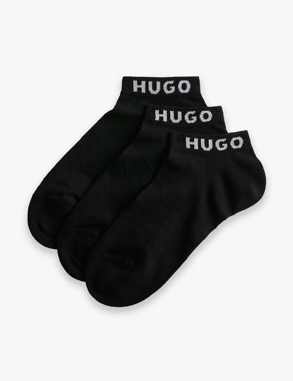 Hugo Women's 3 Pack Cotton Rich Logo Trainer Socks - 6-8 - Black - Available at M&S