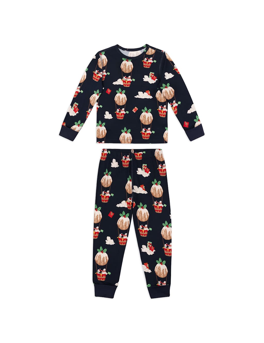 Chelsea Peers Crew Neck Printed Family Christmas Pyjama Set (1-12 Yrs) Navy Mix