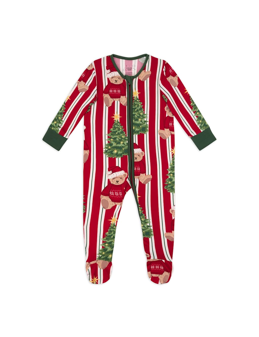 Chelsea Peers Bear Print Family Christmas Sleepsuit Red Mix