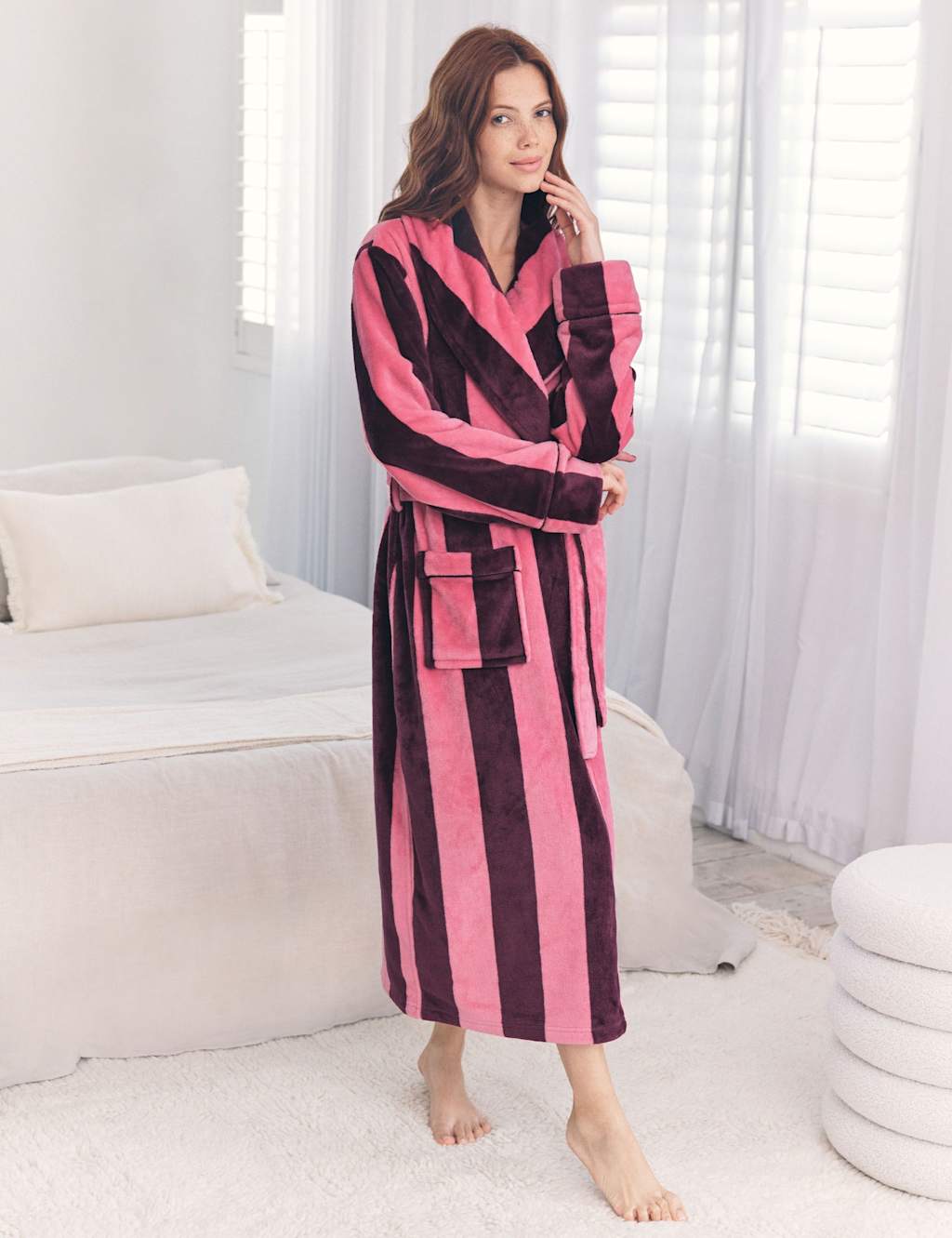 Chelsea Peers Striped Maxi Dressing Gown Pink Mix