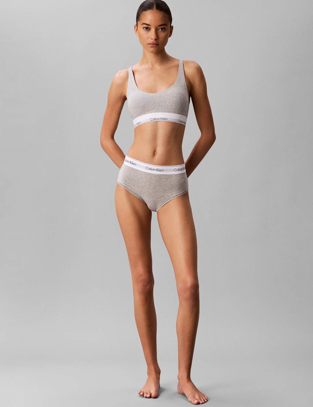 Calvin Klein Women's Icon Cotton Modal High Waisted Hipster Briefs - 3XL - Grey Marl - Available at M&S