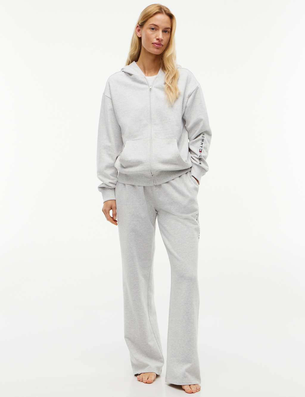 Tommy Hilfiger Women's Essential Pure Cotton Zip Up Hoodie - Small - Grey Marl - Available at M&S