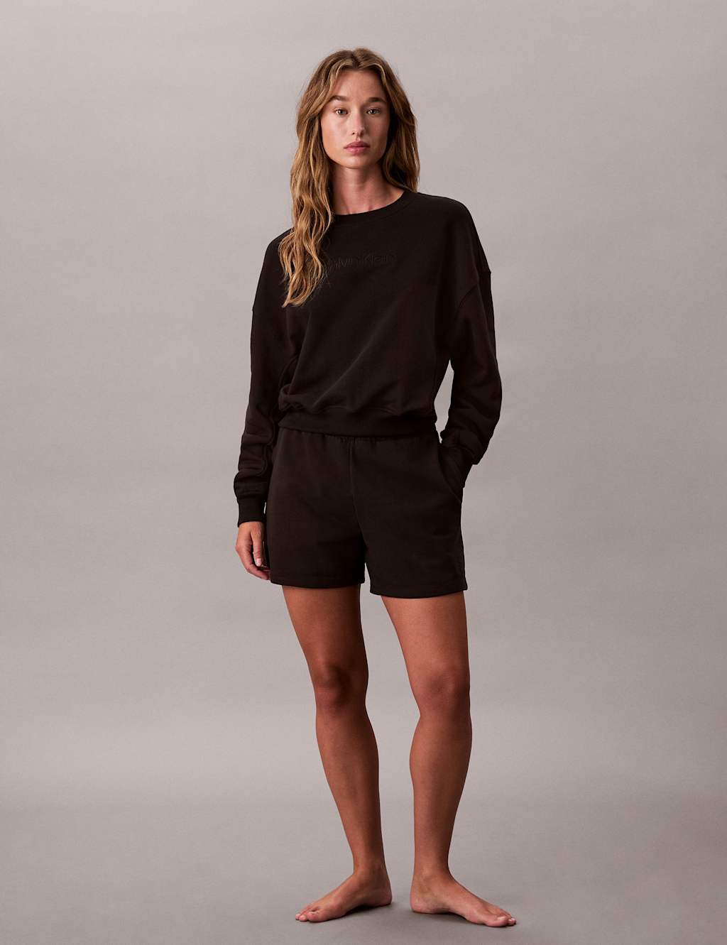 Calvin Klein Modern Terry Cotton Rich Sweatshirt Black