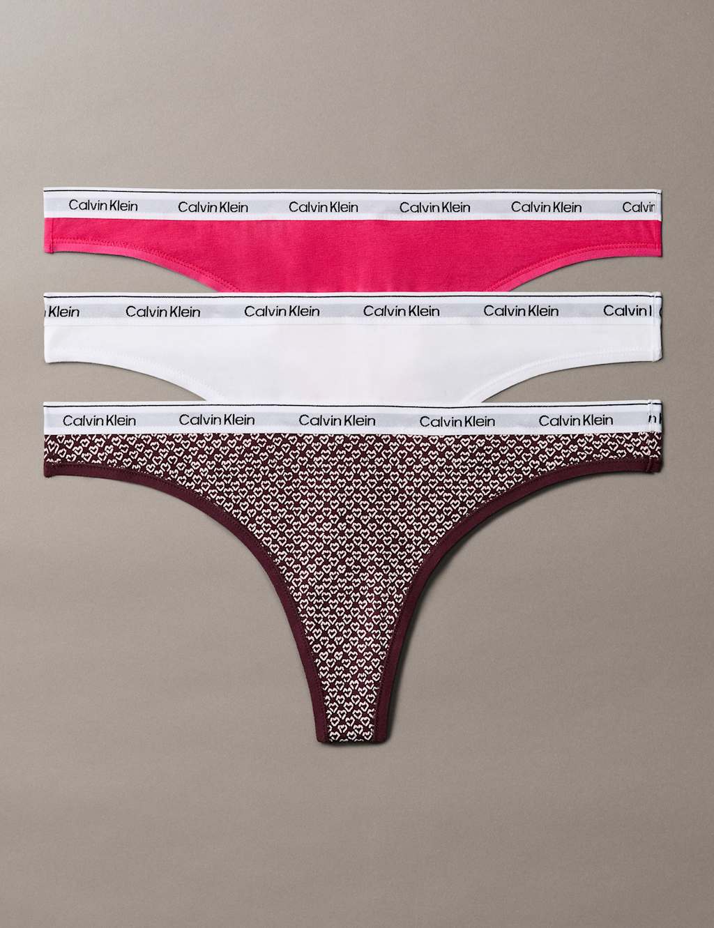 Calvin Klein Women's 3pk Icon Logo Cotton Rich Thongs - Large - Red Mix - Available at M&S