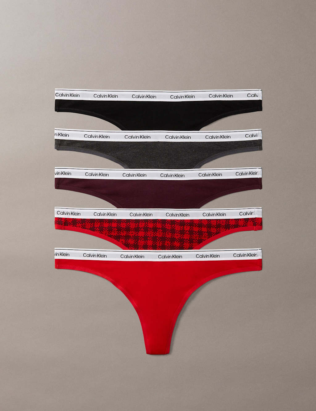 Calvin Klein 5pk Cotton Rich Thongs Black Mix