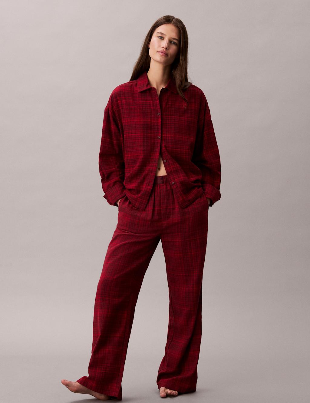 Calvin Klein Pure Cotton Checked Pyjama Top Multi