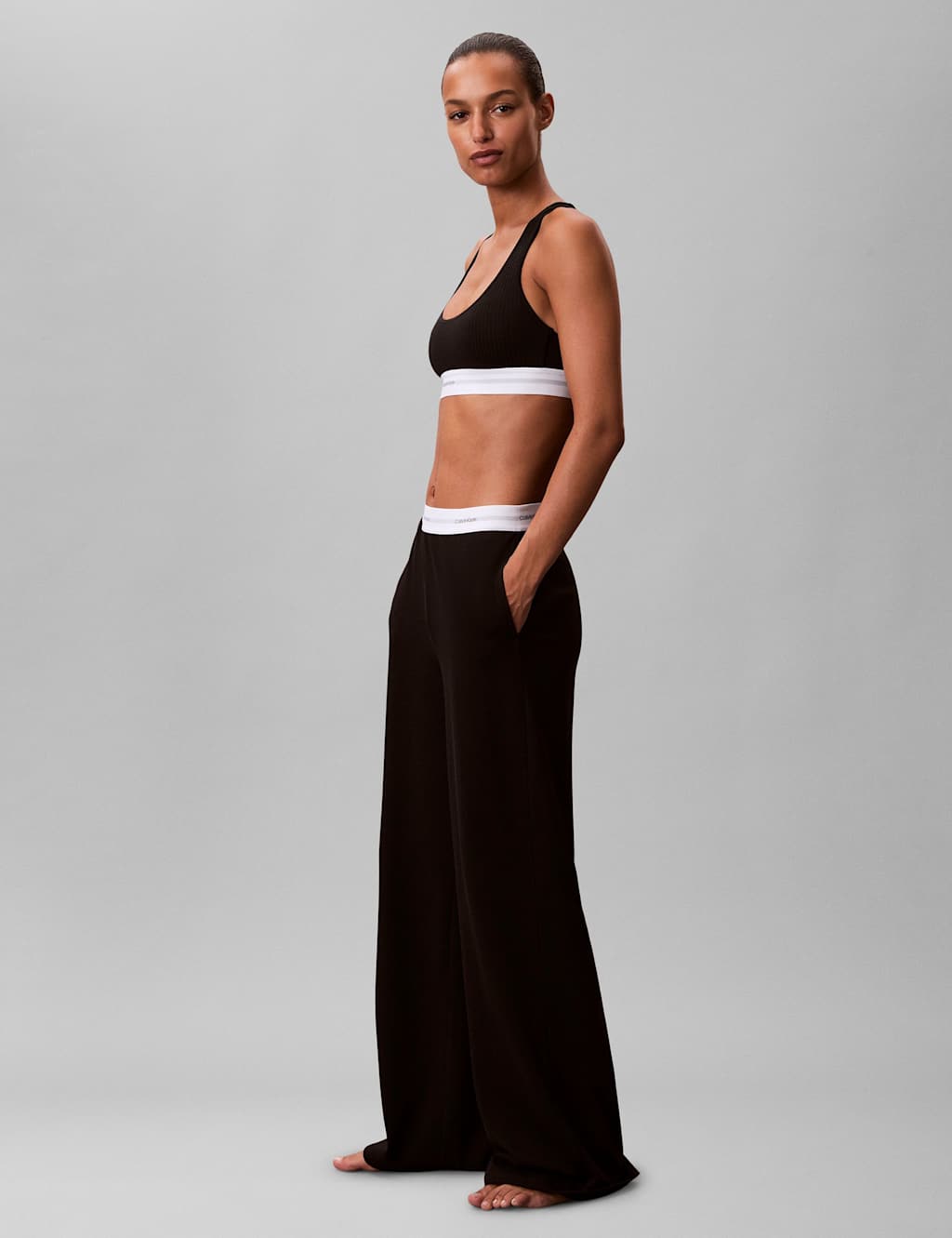 Calvin Klein Logo Pure Cotton Pyjama Bottoms Black