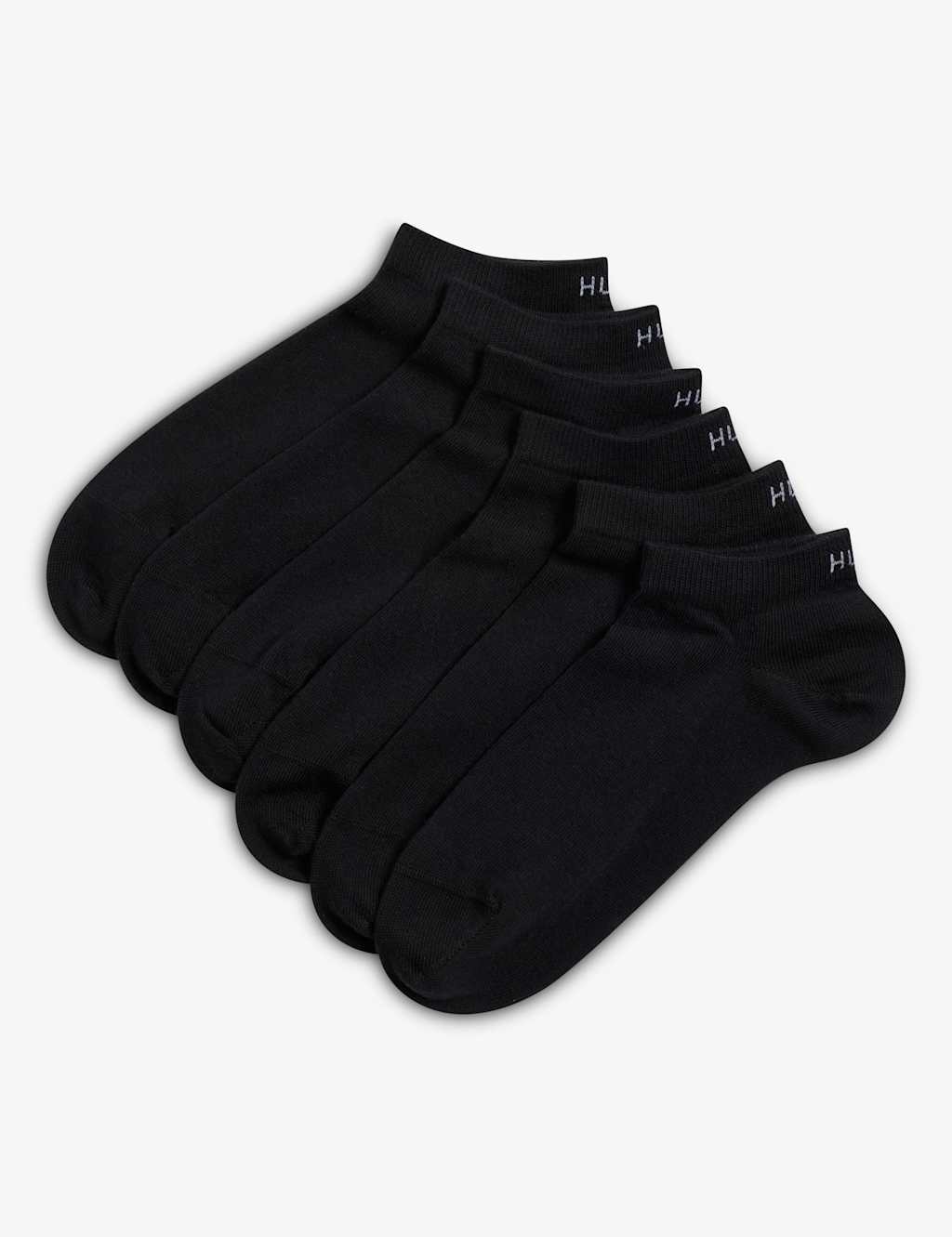 Hugo Women's 6 Pack Cotton Rich Logo Trainer Socks - 6-8 - Black - Available at M&S