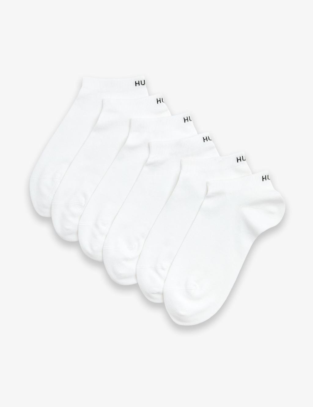 Hugo Women's 6 Pack Cotton Rich Logo Trainer Socks - 3-5 - White - Available at M&S