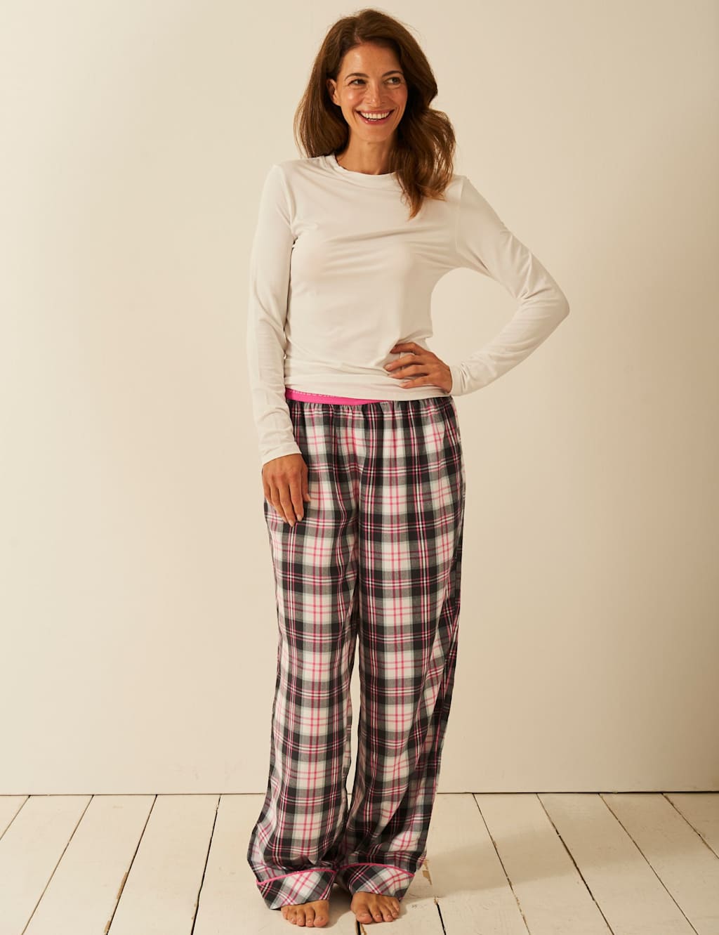 Stripe & Stare Checked Pyjama Bottoms Blue Mix