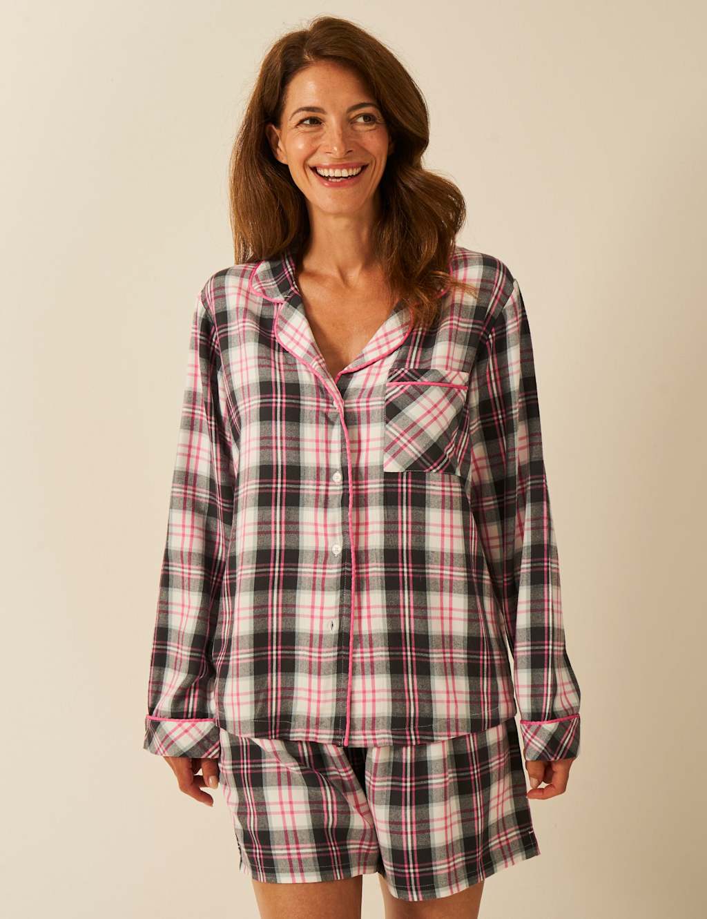 Stripe & Stare Checked Pyjama Shorts Blue Mix