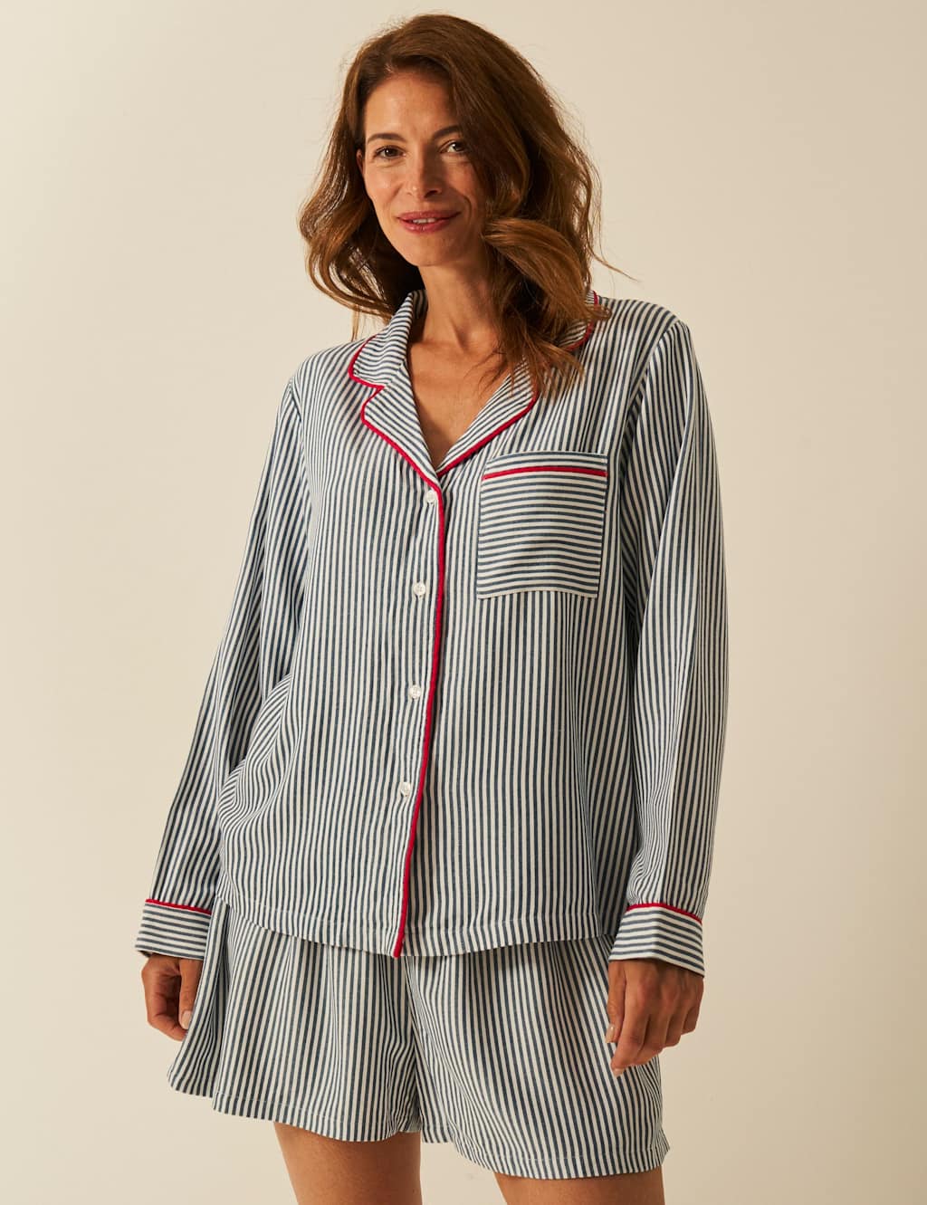 Stripe & Stare Striped Pyjama Top Blue Mix