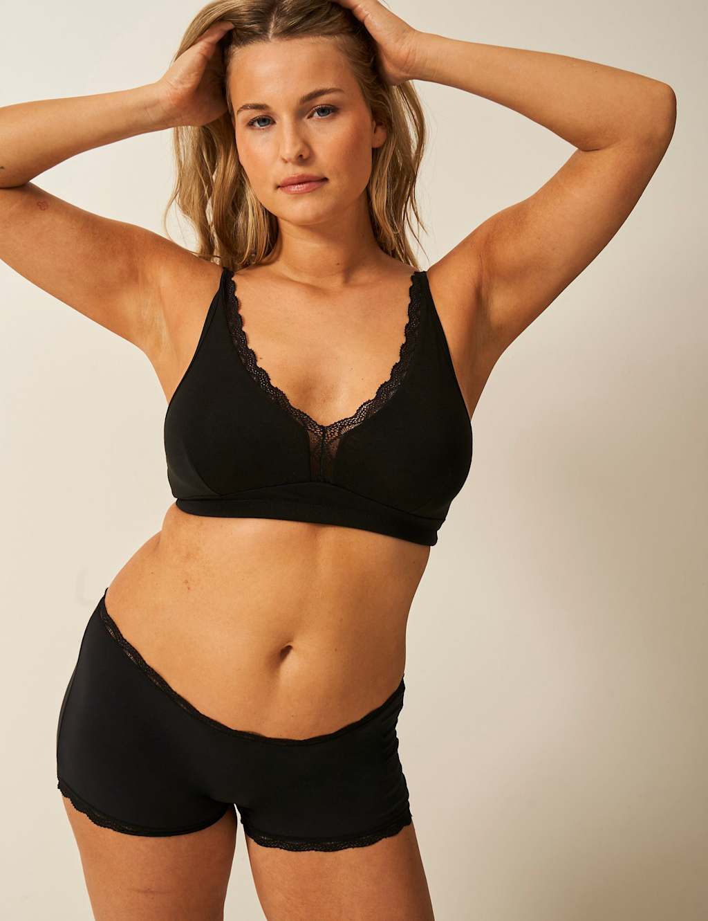 Stripe & Stare Modal Rich Non Wired Plunge Bra XS-4XL Black