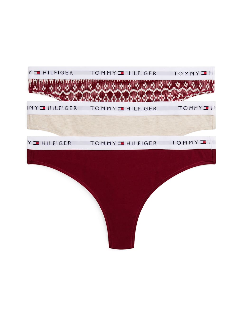 Tommy Hilfiger 3pk Cotton Rich Thongs Multi