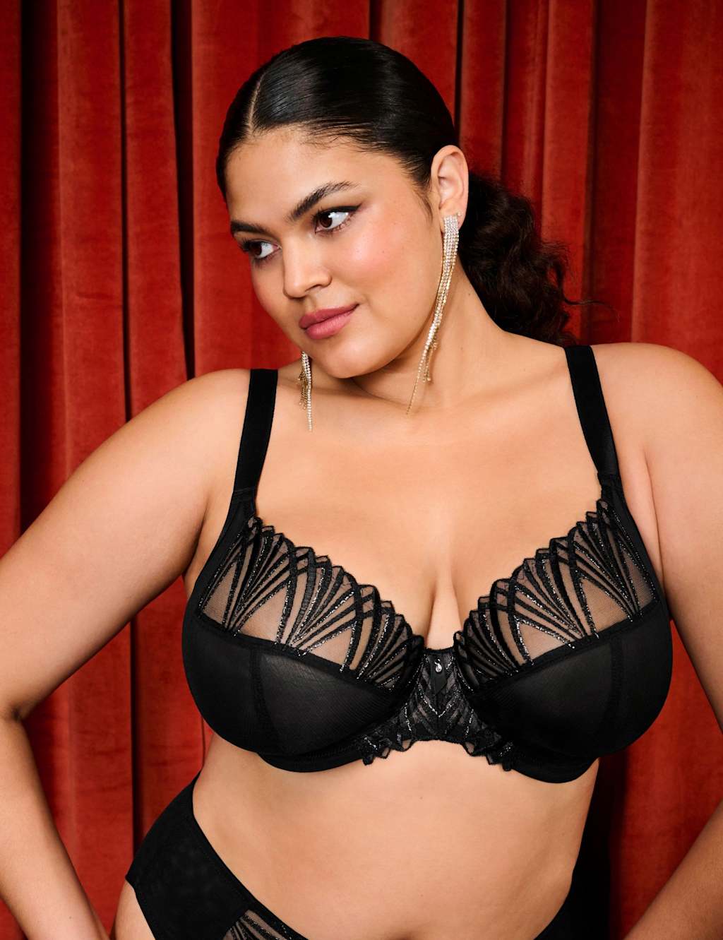 Elomi Reja Wired Plunge Bra (DD-K) Black