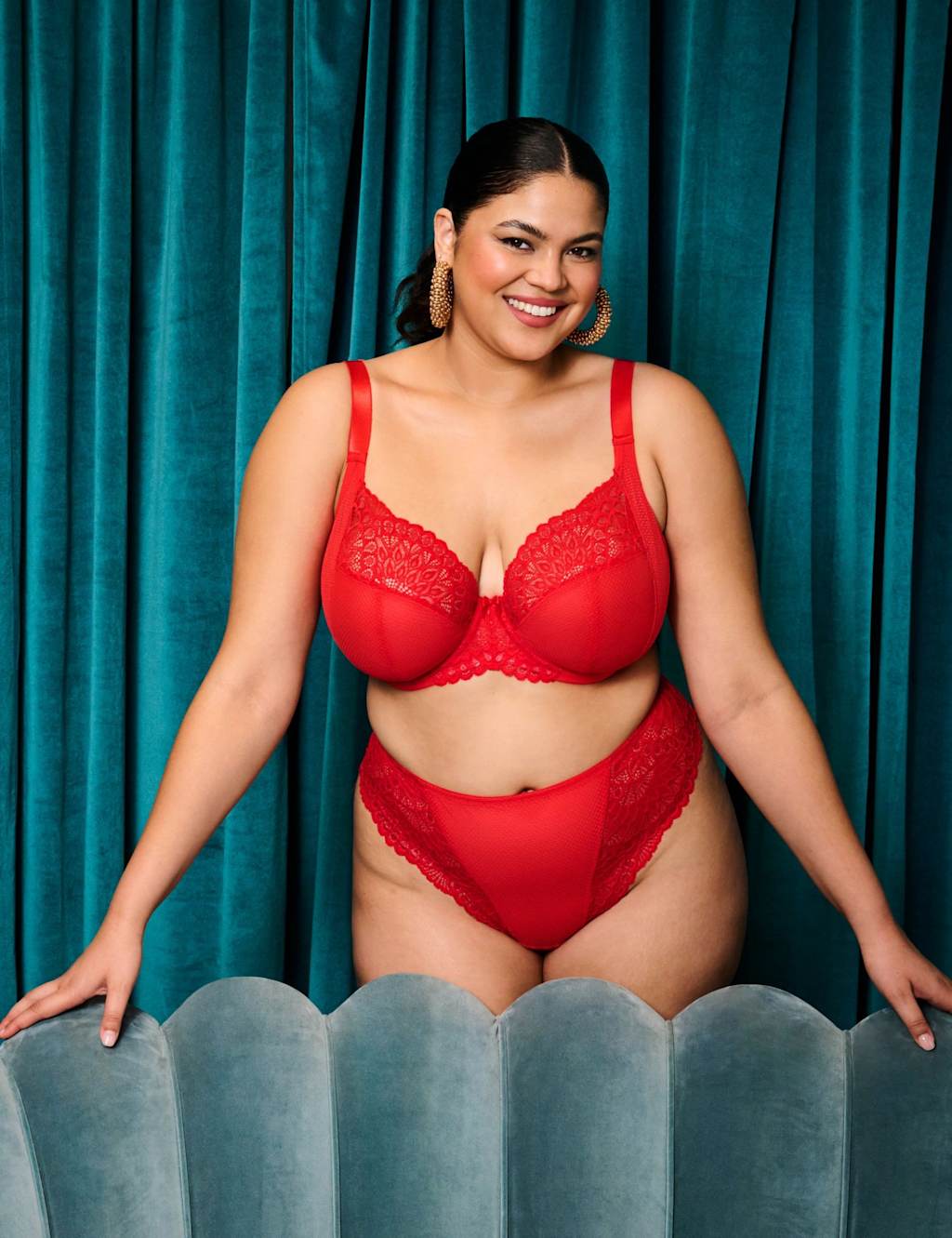 Elomi Tiernie Lace Thong Red