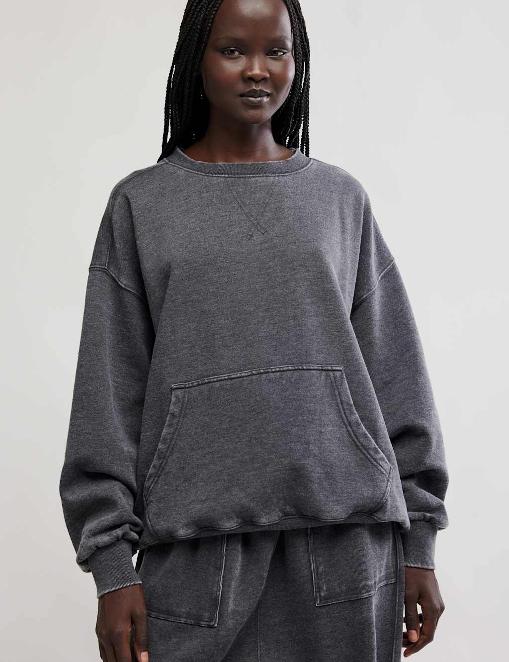 Intimately Fp By Free People Women's Cotton Rich Crew Neck Sweatshirt - Extra Small - Black - Available at M&S