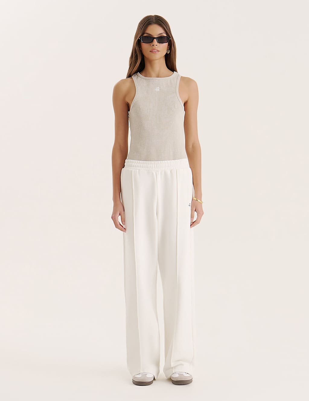 4th & Reckless Cotton Rich Ribbed Fitted Vest Top Grey