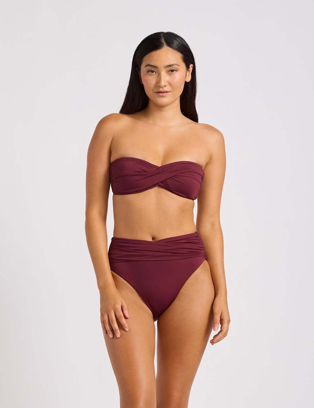 Seafolly Women's Collective Wired Twist Front Bandeau Bikini Top - 14 - Burgundy - Available at M&S