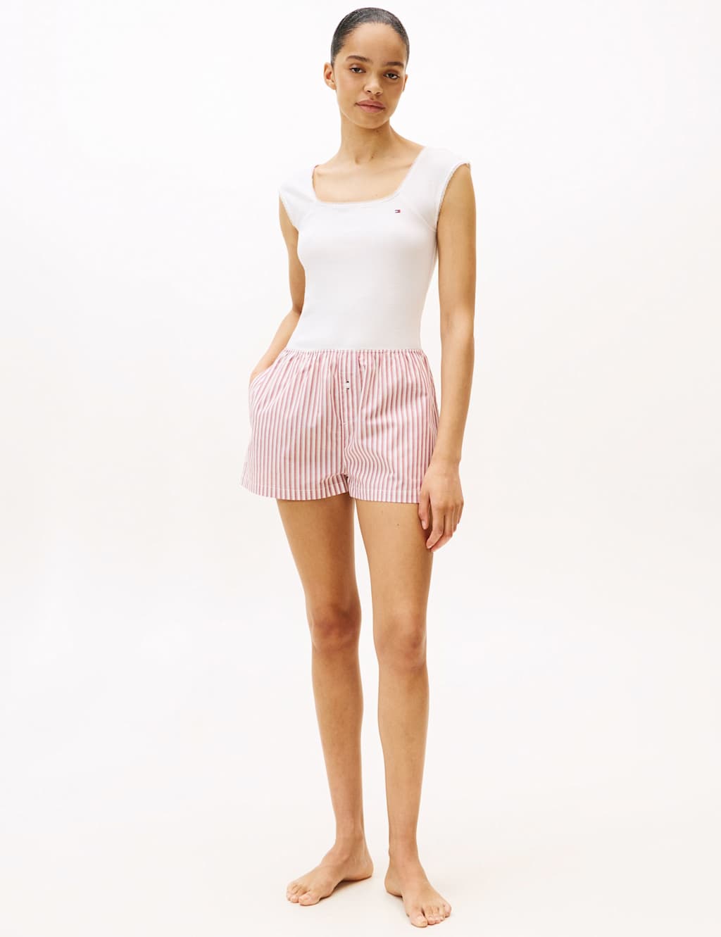 Tommy Hilfiger Sleep Cotton Rich Shortie Set with Eye Mask Red Mix