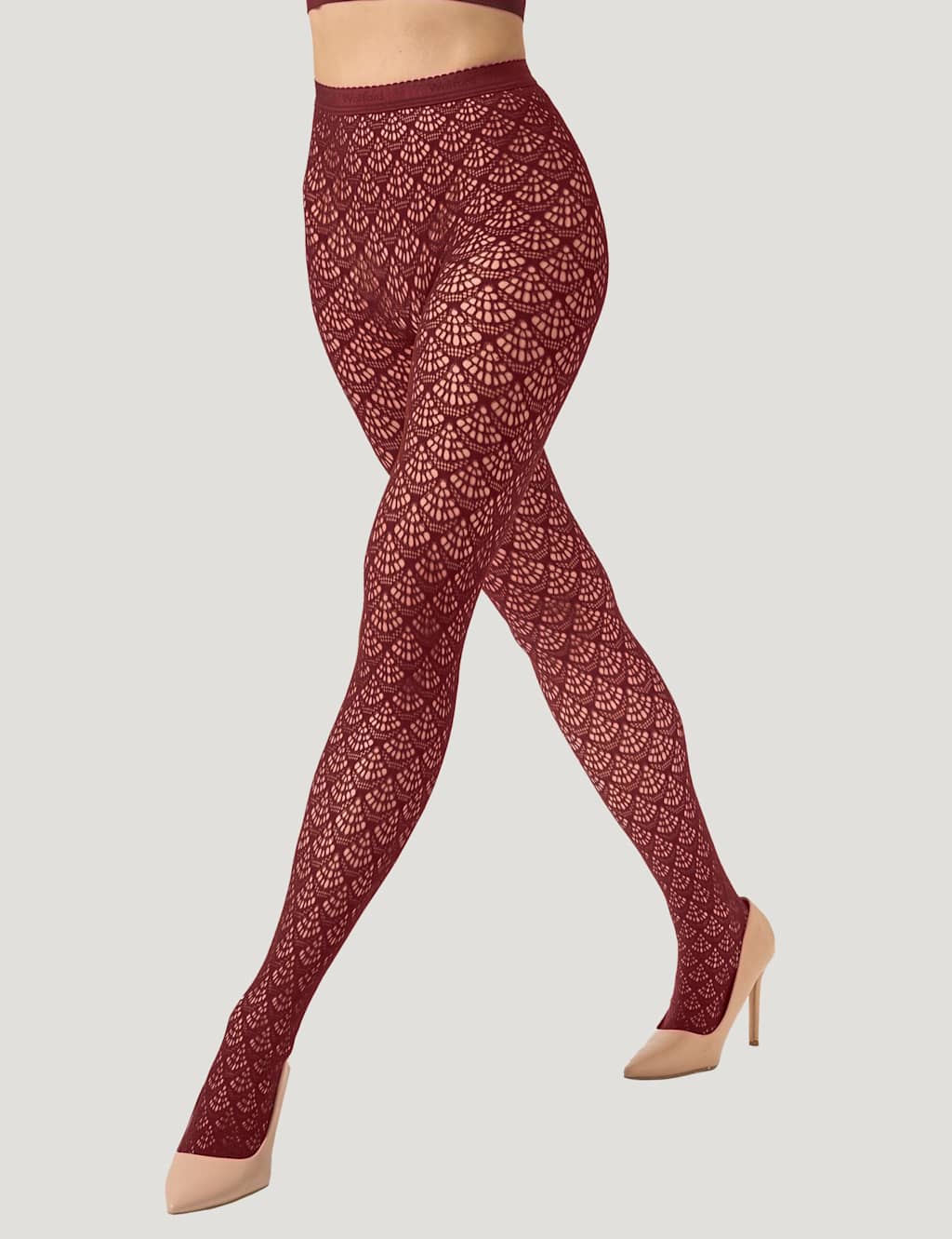 Wolford Geometric Sheer Tights Red