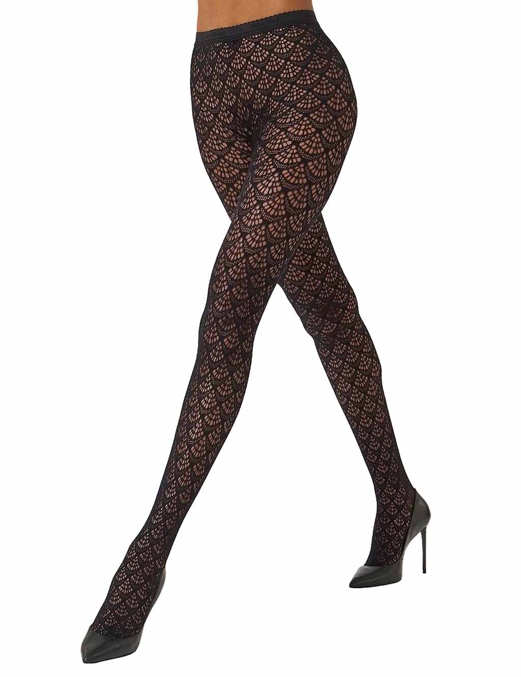 Wolford Geometric Sheer Tights Black