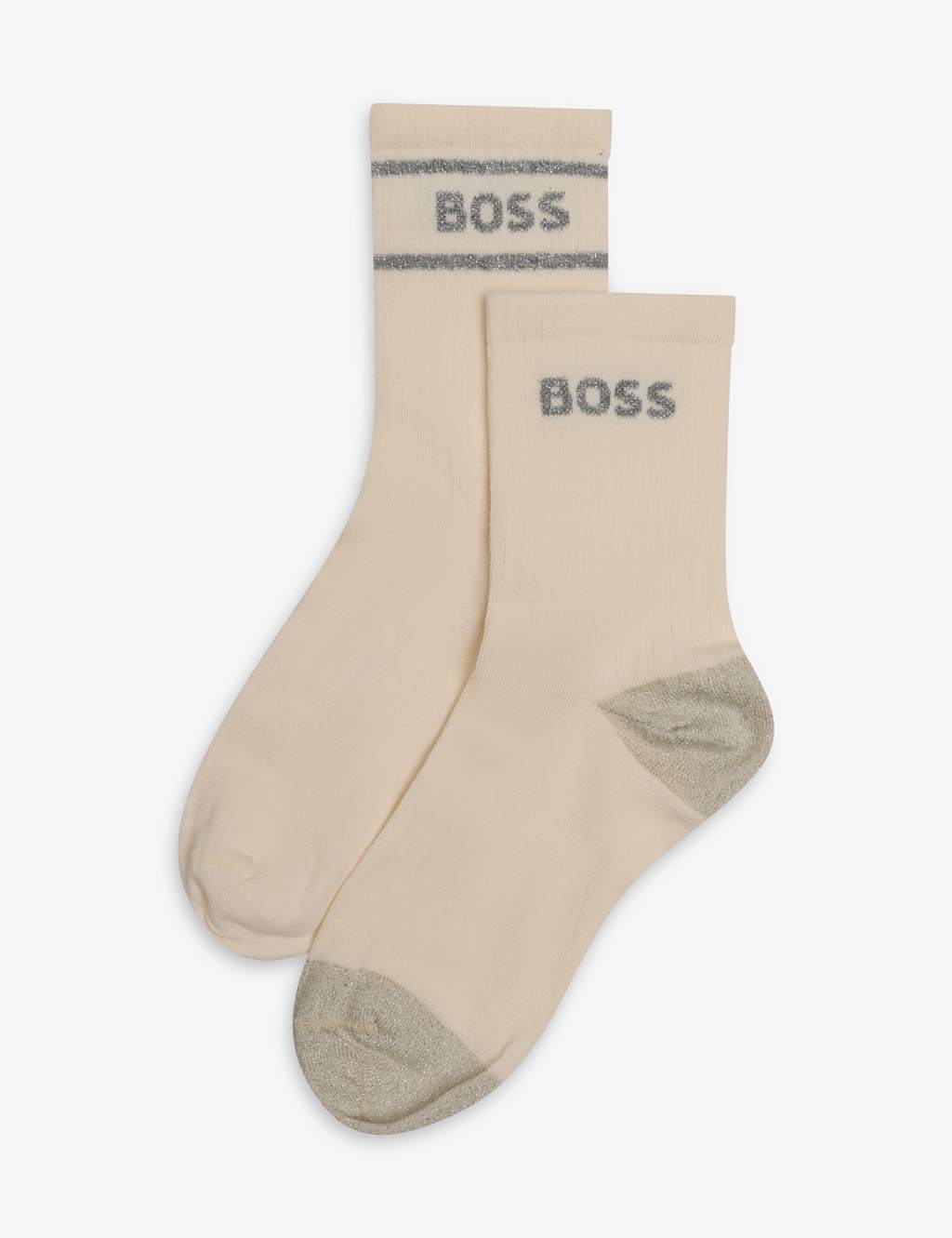 Boss Women's 2 Pack Cotton Rich Glitter Ankle High Socks - 4-8 - White - Available at M&S