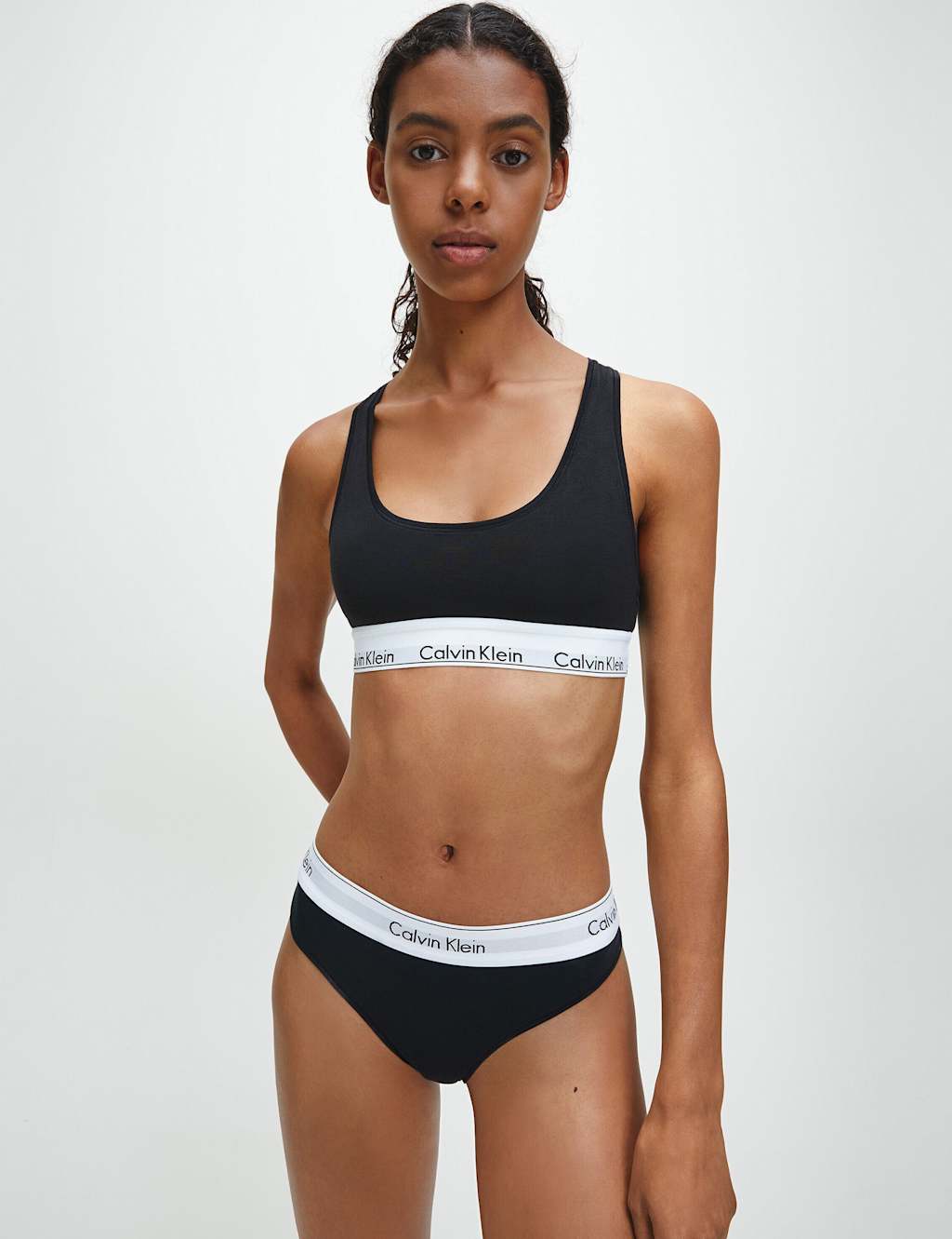 Calvin Klein Women's 2 Pack Icon Cotton Blend Non Wired Bralettes - Large - Black Mix - Available at M&S