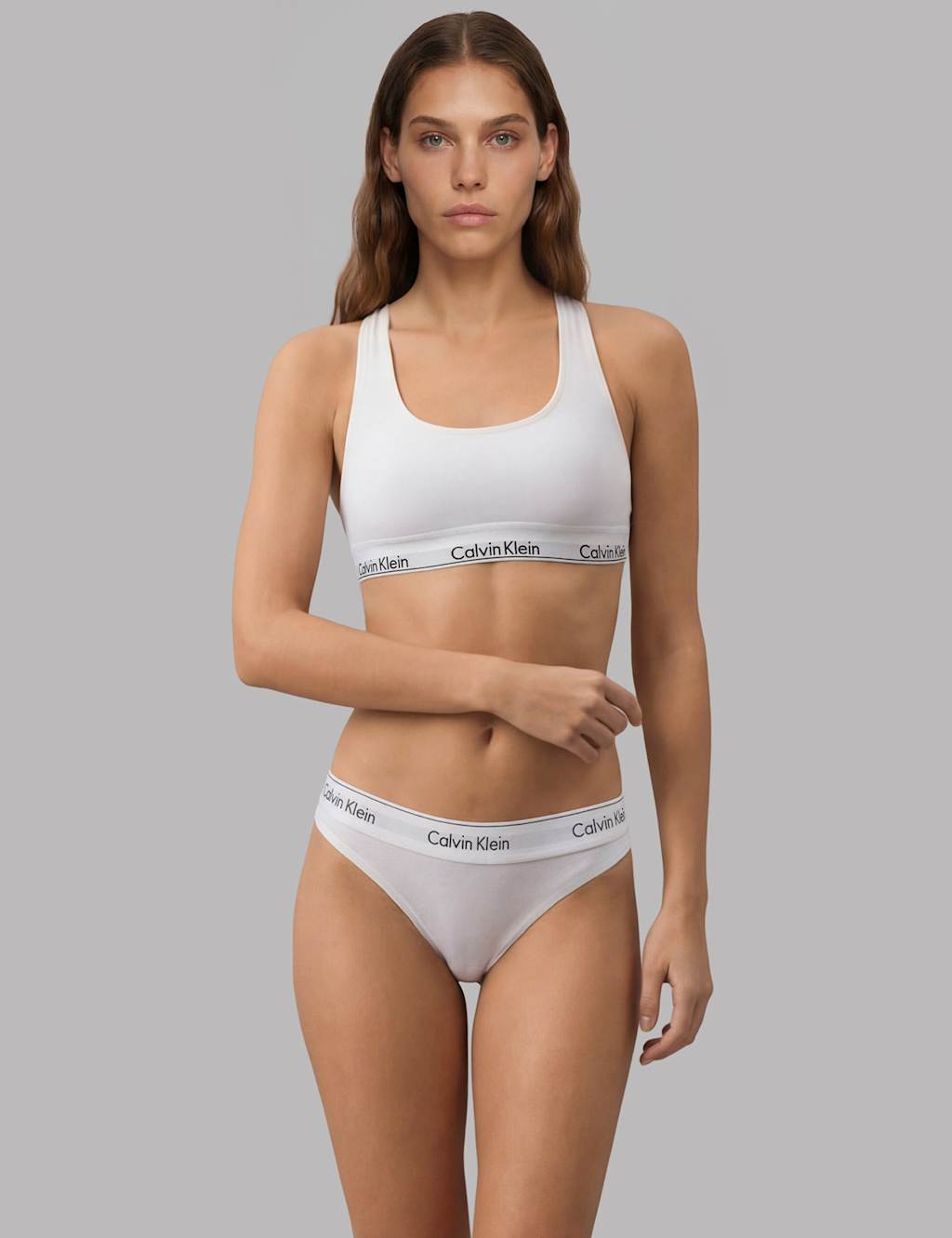 Calvin Klein Women's 2 Pack Icon Cotton Blend Non Wired Bralettes - Large - White Mix - Available at M&S