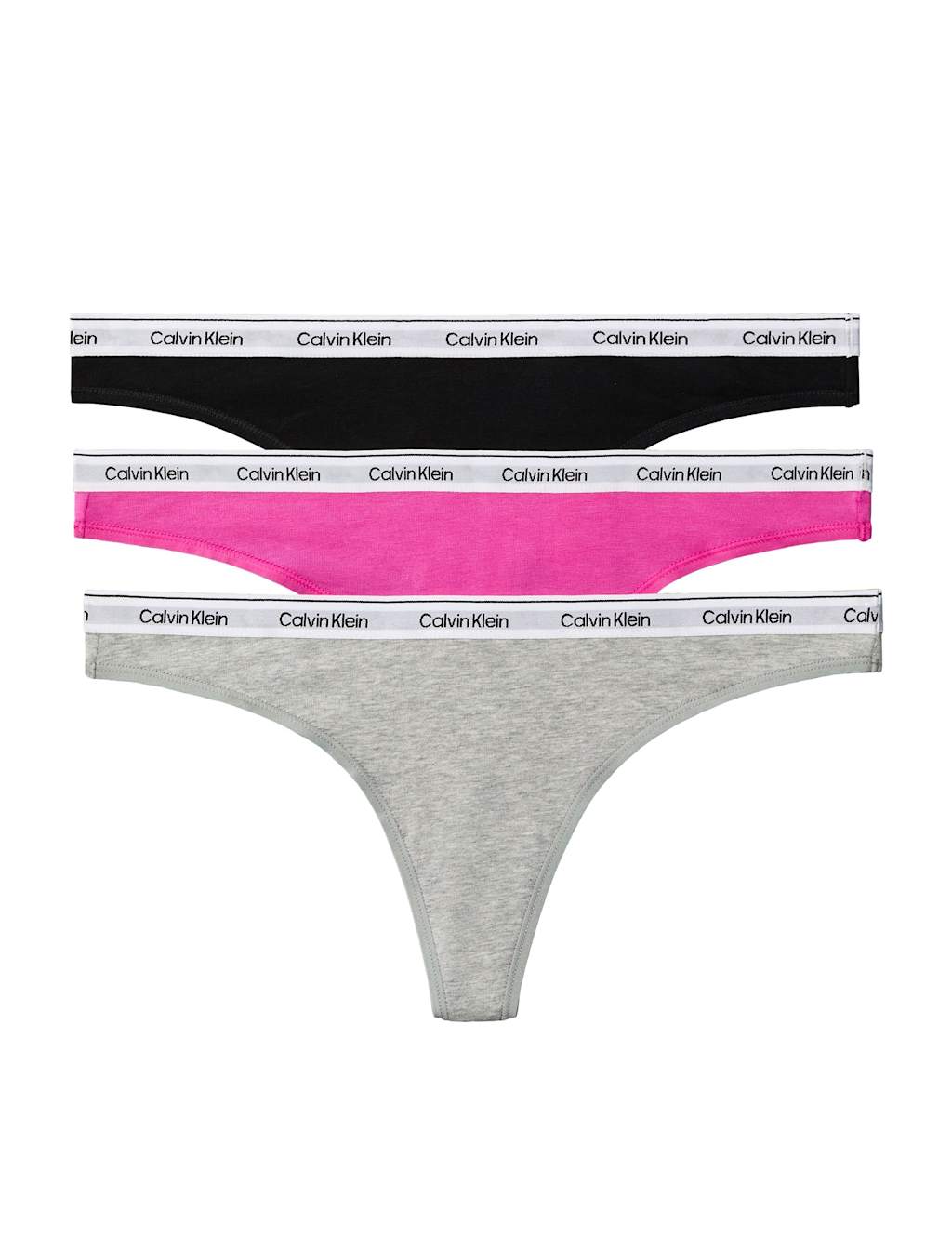 Calvin Klein Women's 3 Pack Icon Logo Cotton Rich Thongs - Extra Large - Black Mix - Available at M&S