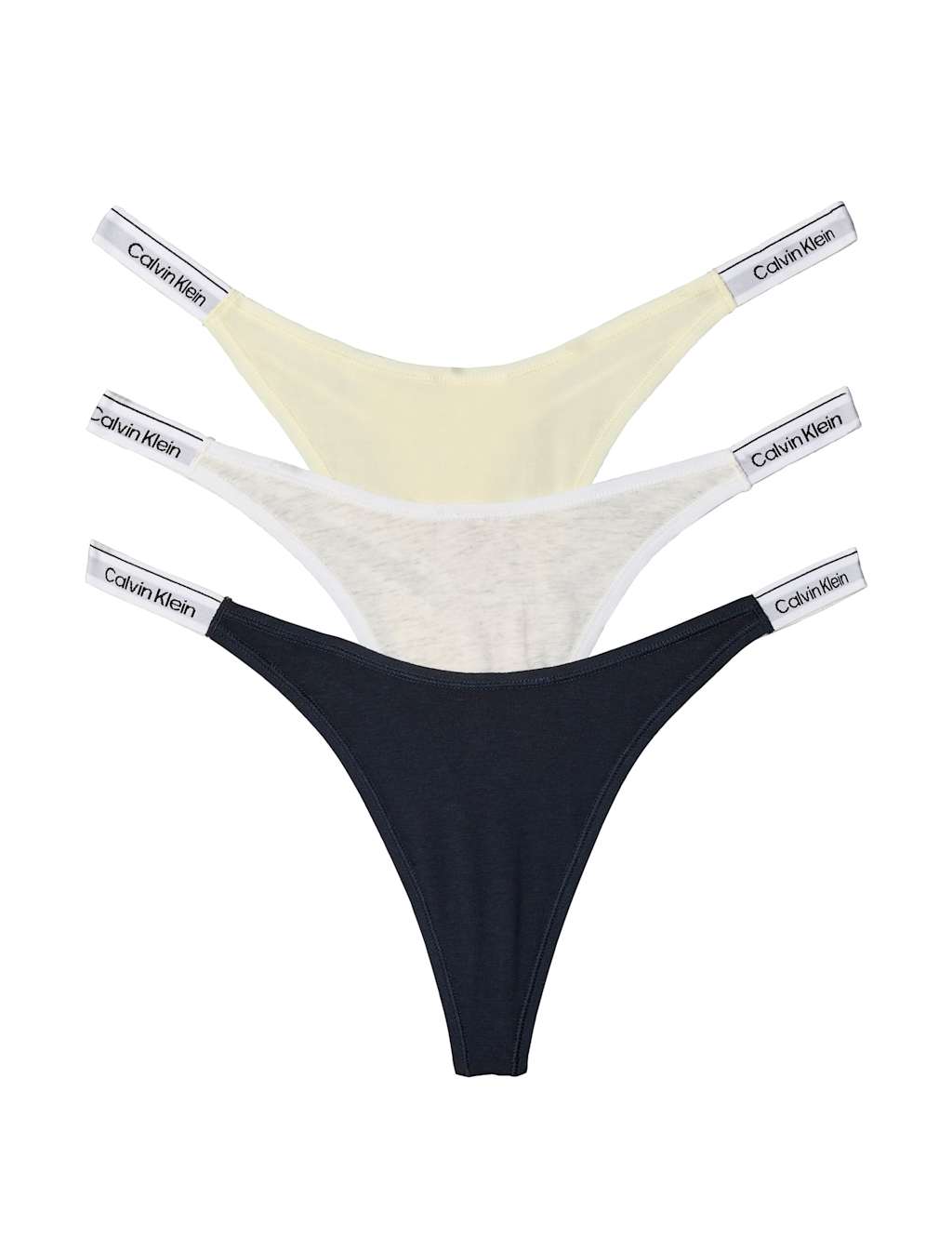 Calvin Klein Women's 3 Pack Icon Logo Cotton Rich Dipped Thongs - Large - Multi - Available at M&S