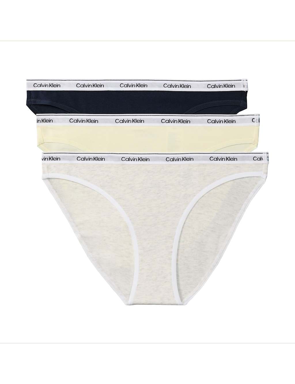 Calvin Klein Women's 3 Pack Icon Logo Cotton Rich Bikini Knickers - Large - Blue Mix - Available at M&S
