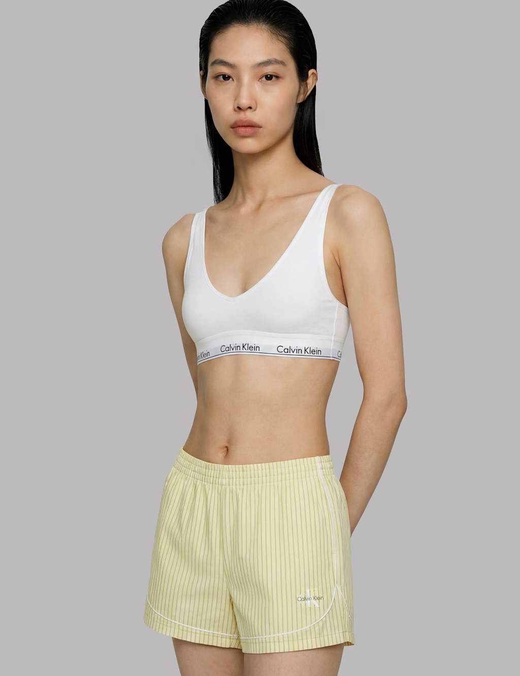 Calvin Klein Women's Cotton Poplin Pyjama Shorts - Medium - Yellow Mix - Available at M&S