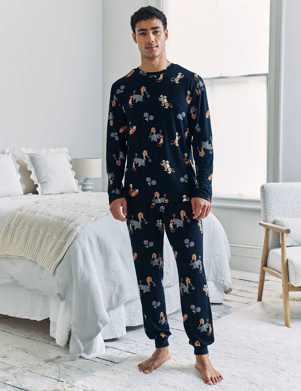 Chelsea Peers Padel Tiger Pyjama Set Navy Mix