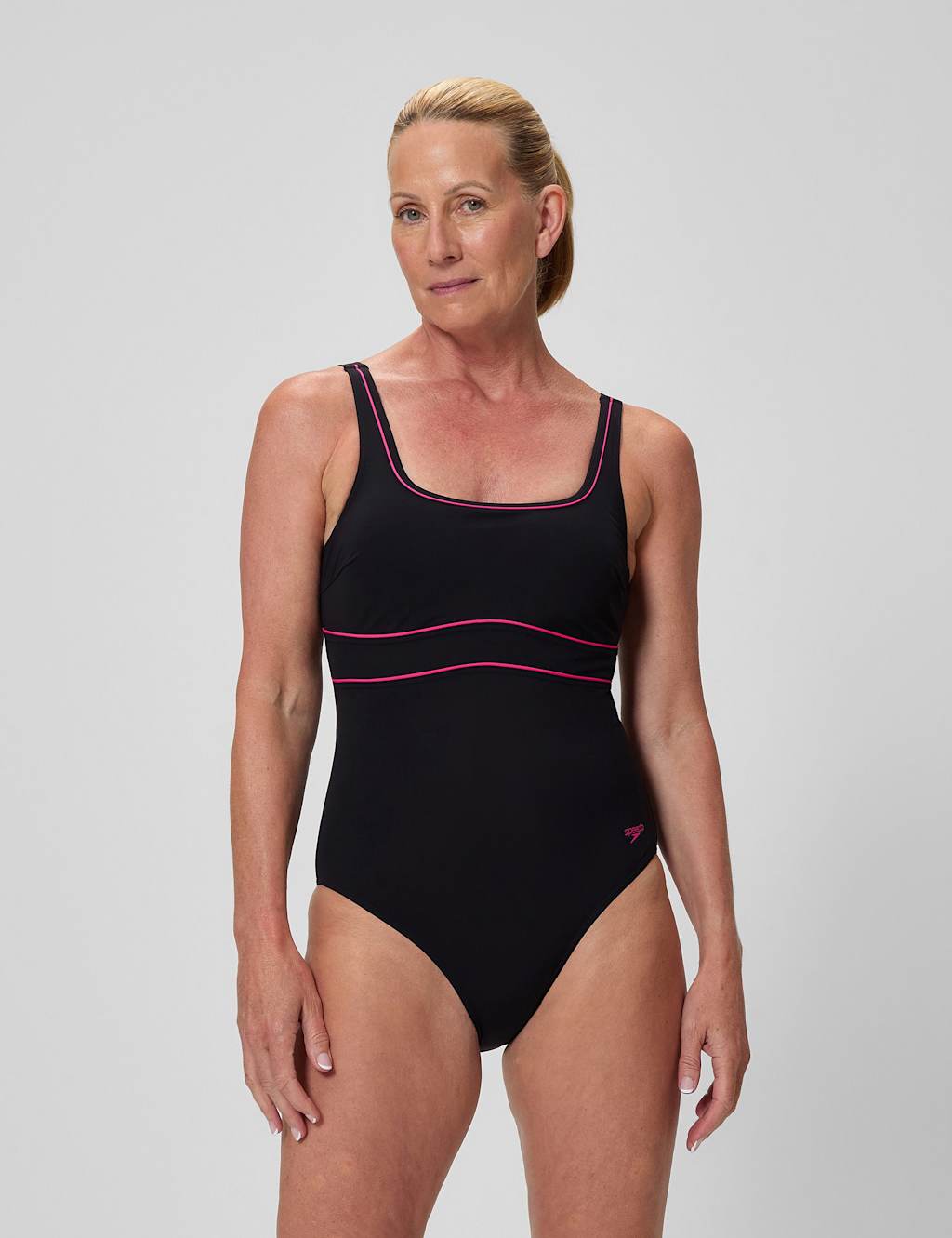 Women's Speedo Solid Contour Eclipse One Piece - 8 - Black Mix - Available at M&S