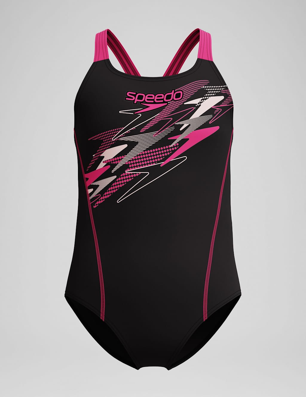 Speedo Girls Medley Logo Medalist Swimsuit (5-16 Yrs) - 7-8 Years - Black Mix - Available at M&S