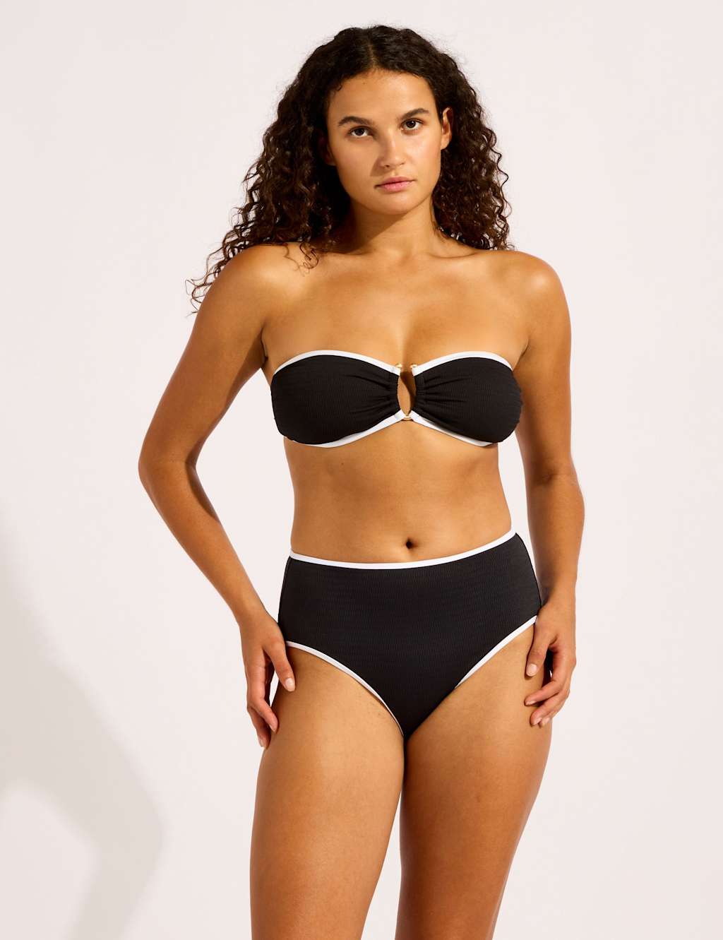 Seafolly Women's Beach Bound High Waisted Bikini Bottoms - 14 - Black - Available at M&S