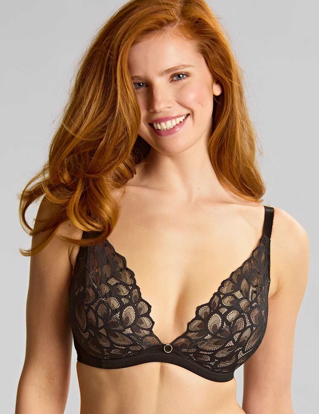 Panache Women's Allure Wired Demi Plunge Bra D-G - 34F - Black Mix - Available at M&S